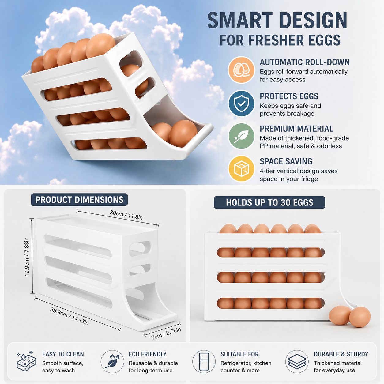 EggFlow™ Refrigerator Organizer